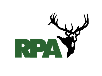 RPA logo: bold green 'RPA' text with a black deer head silhouette to the right.