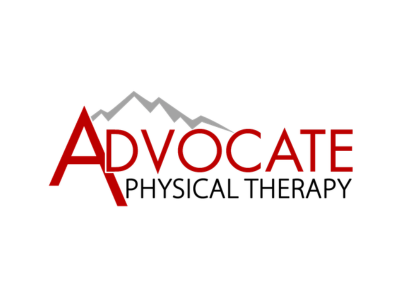 Advocate Physical Therapy logo with a red stylized 'A' and a gray mountain silhouette above the wordmark.