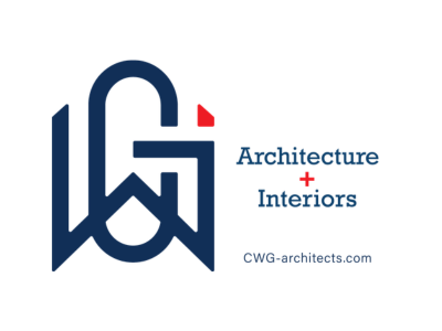 CWG Architects logo with a stylized CWG glyph, 'Architecture + Interiors' text, and the site CWG-architects.com.